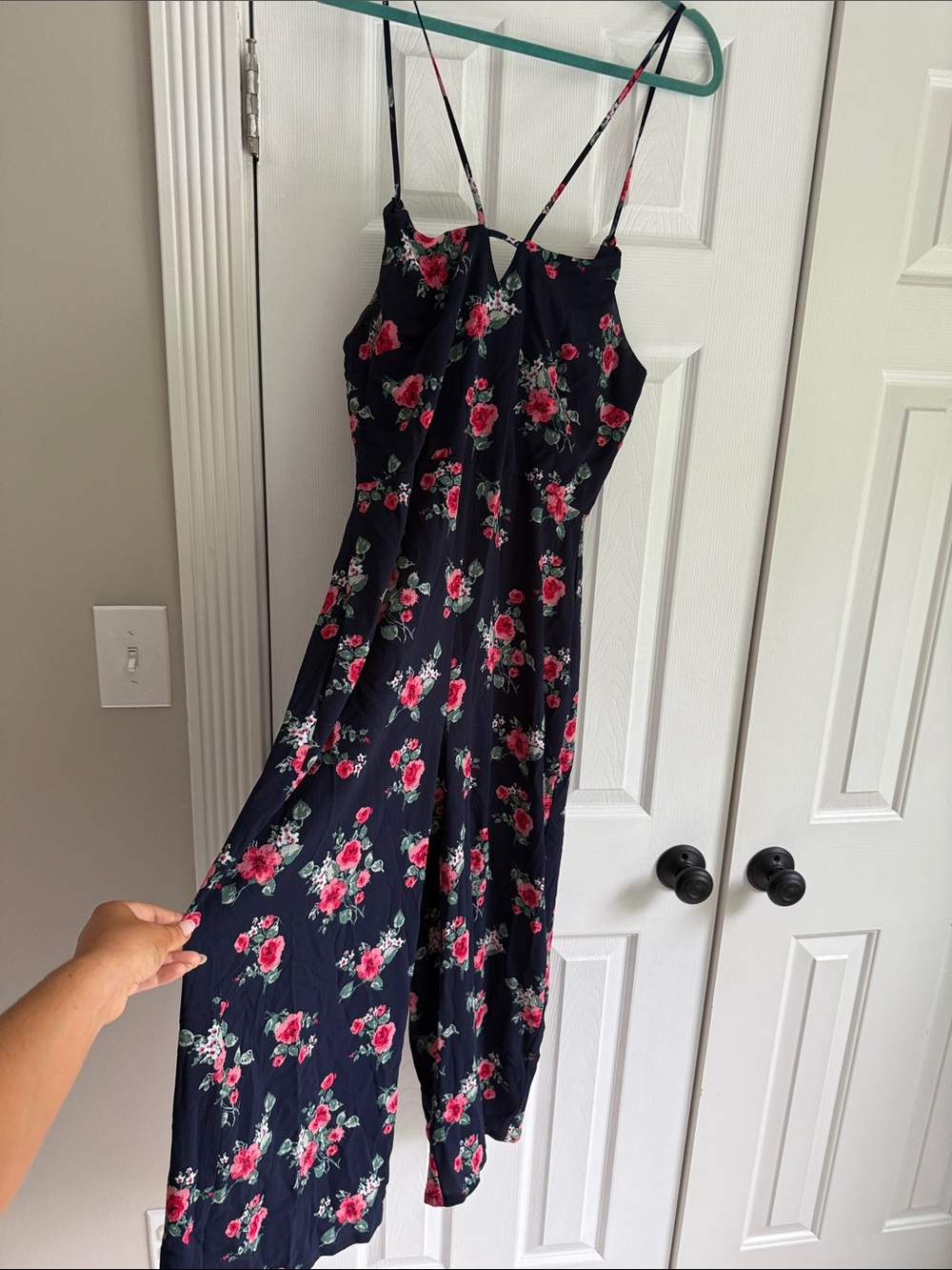Emerald Sundae Navy Floral Spaghetti-Strap Jumpsuit